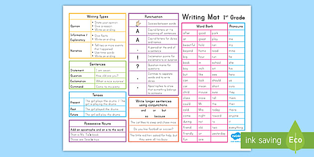 First Grade Writing Mat (Teacher-Made) - Twinkl
