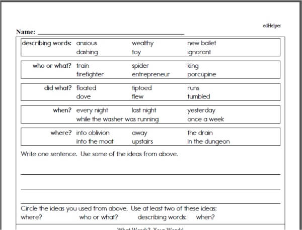 first grade writing worksheet free printable