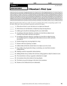 first law of motion worksheet