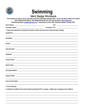 Swimming Merit Badge Book Pdf - Fill Online, Printable, Fillable ...