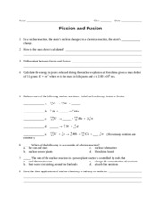 fission fusion worksheet