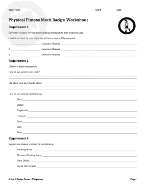 fitness badge worksheet