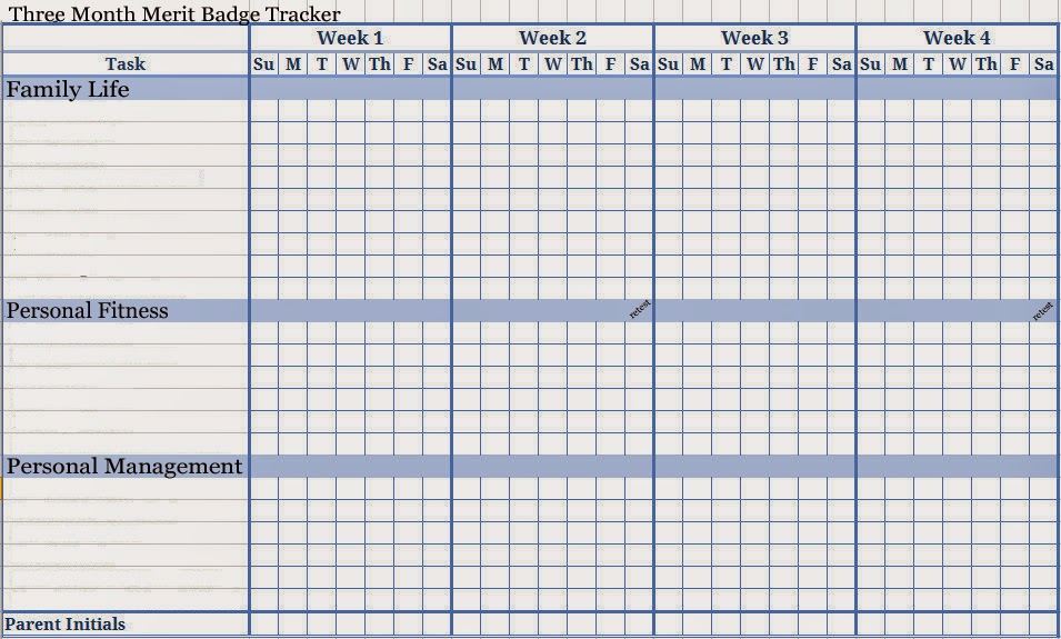 fitness badge worksheet