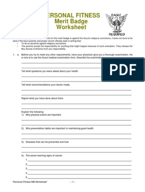 fitness badge worksheet
