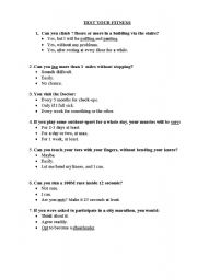 English worksheets: Test your fitness quiz