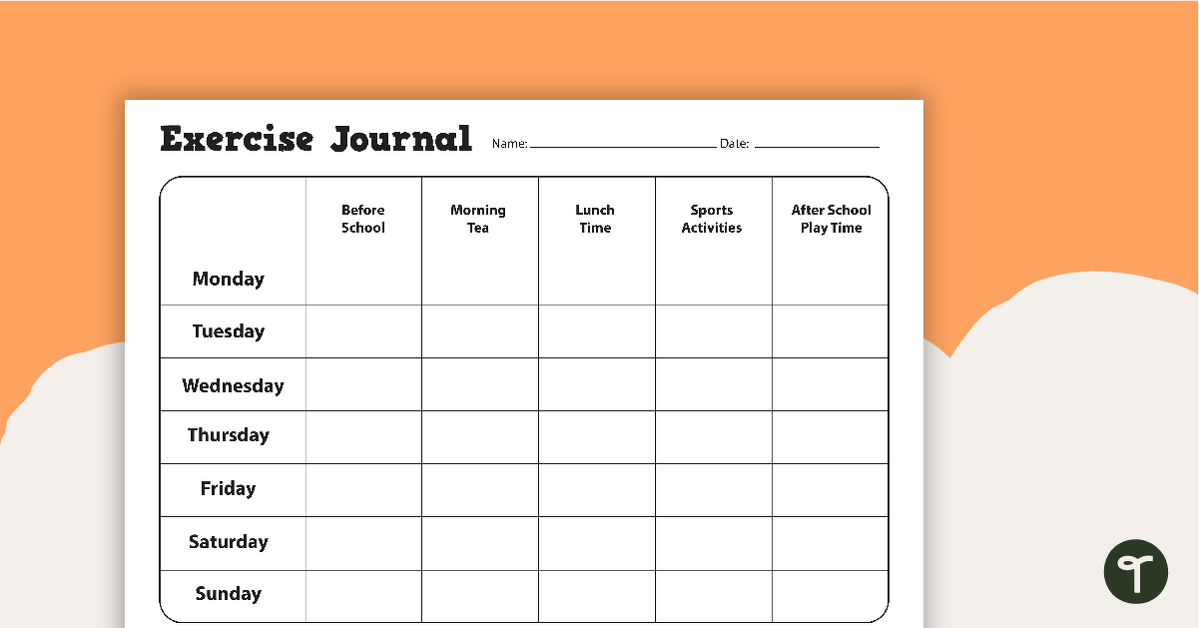 Exercise Journal Worksheet | Teach Starter