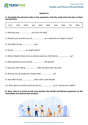Health Fitness ESL Activities Worksheets Games