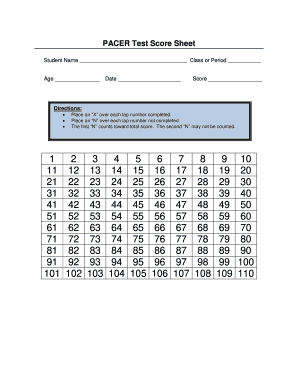 fitnessgram worksheet