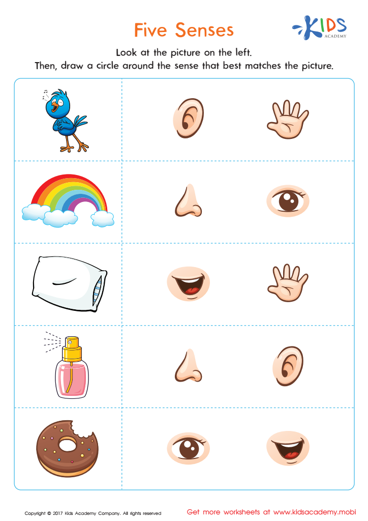 Five Senses Printable: Free Printout for Kids