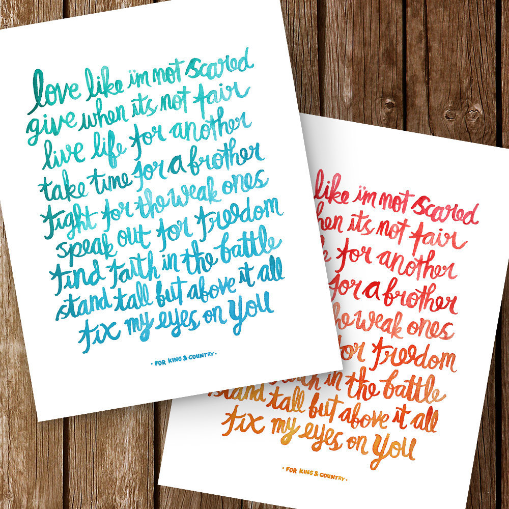 Fix My Eyes - For King &  Country | Watercolor Quote | Lyrics Art ...