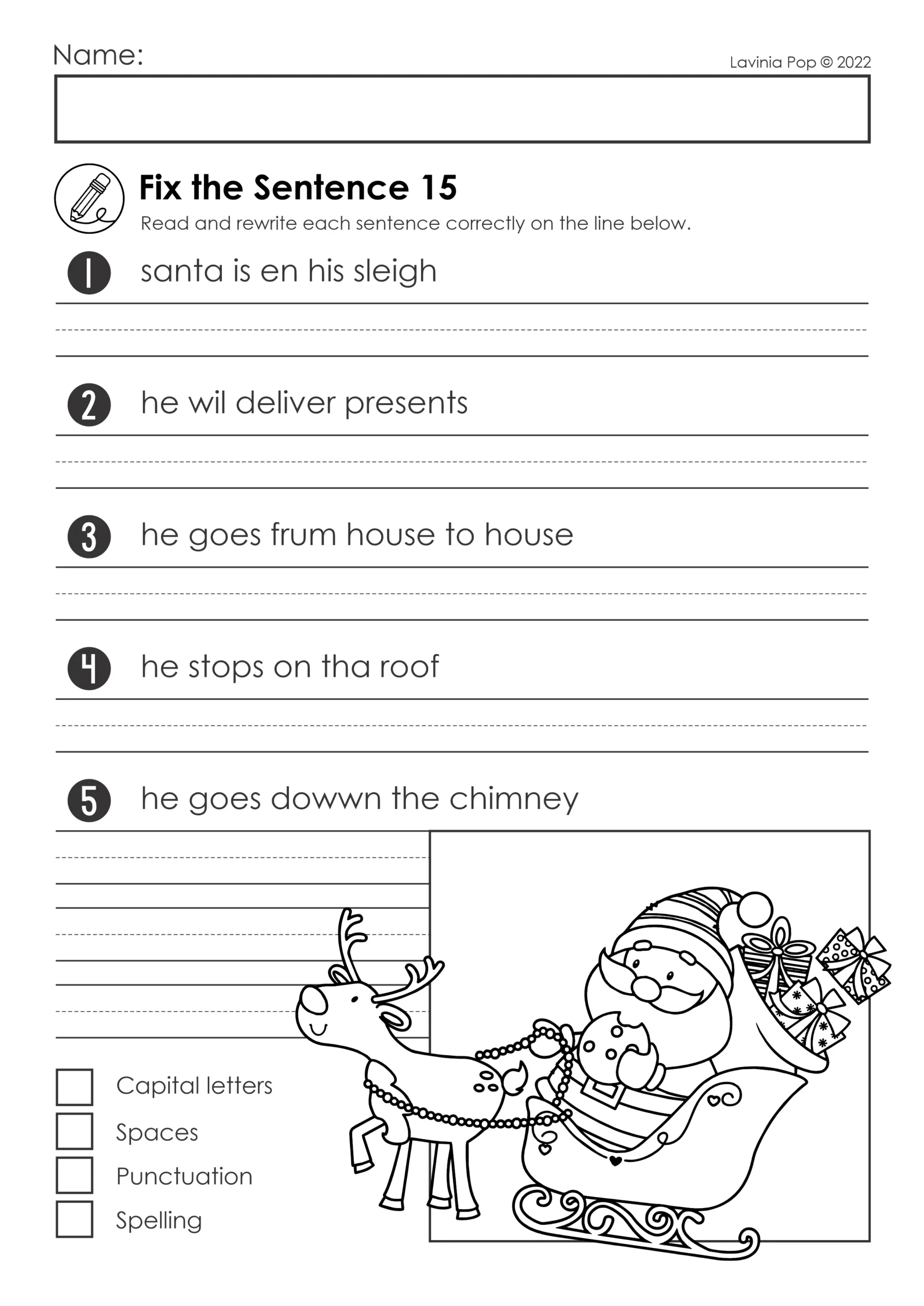 FREE Christmas Fix the Sentence