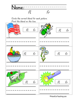Blends FL, FR Worksheet  