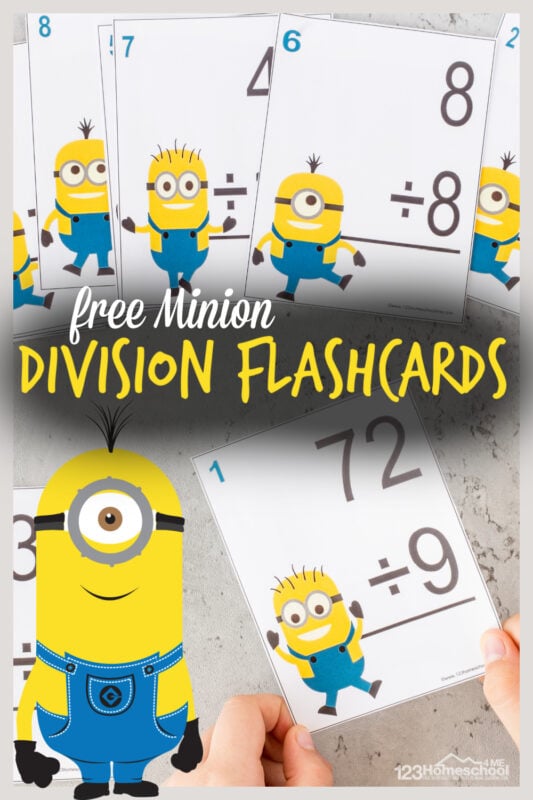 FREE Minion Printable Math Division Flash cards pdf