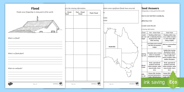 Floods Worksheet | STEM | Environment | A Twinkl Resource