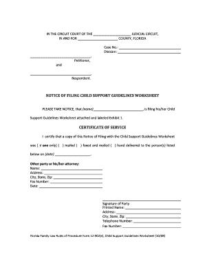 Florida Child Support Guidelines Worksheet Fillable - Fill and ...