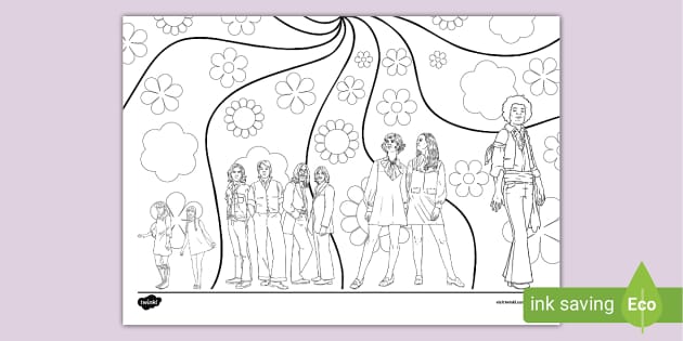 Flower Power Colouring Page (teacher made) - Twinkl