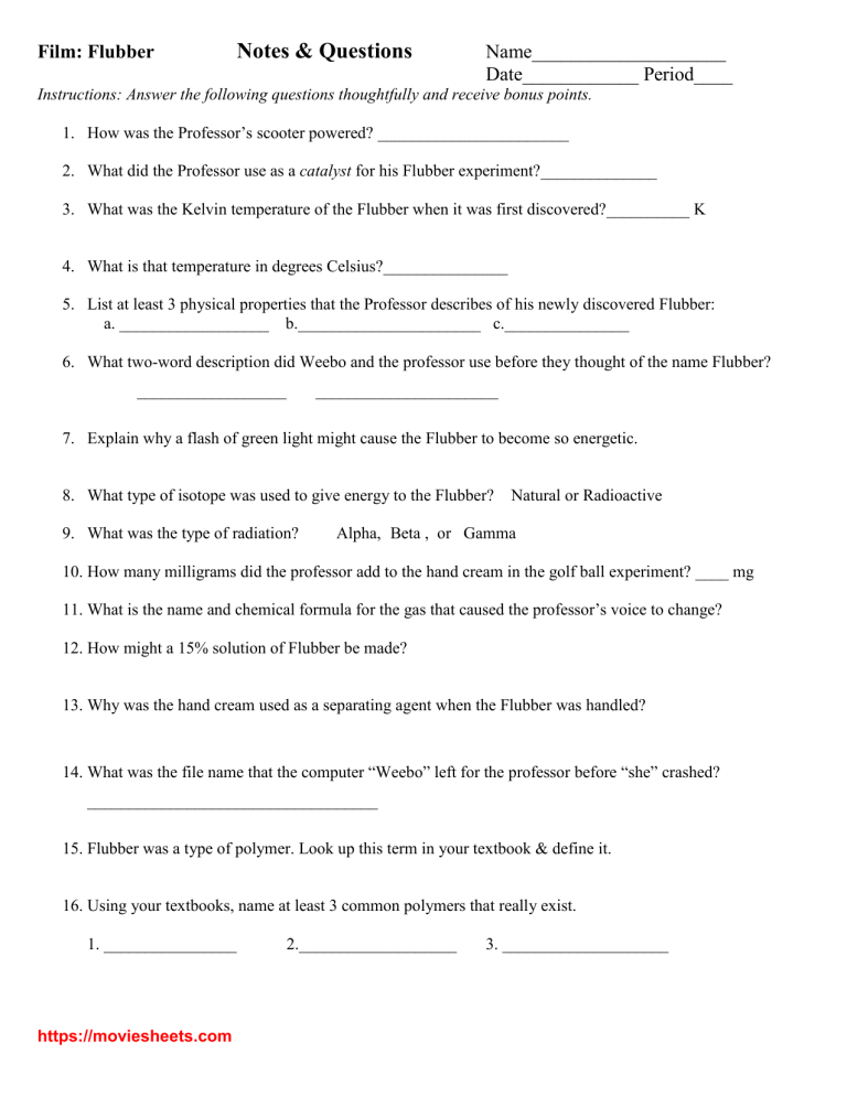 flubber - ESL worksheet by rio-ve-lana