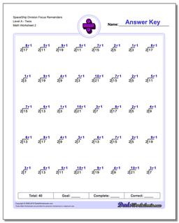 Division Worksheets: SpaceshipMath Division - Focus on Remainders