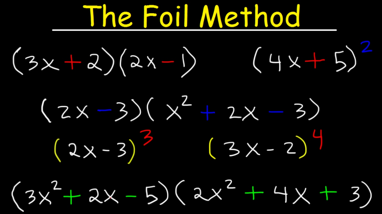 Foil Method Algebra, Binomials, Trinomials, Polynomials, Multiplication  With Exponents