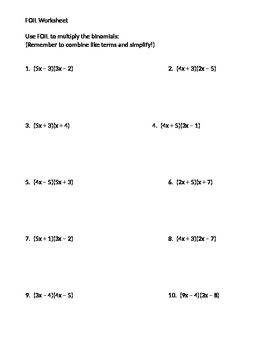 foil practice worksheet with answers