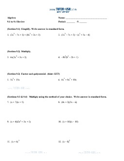 Worksheet: Polynomials - Factoring and FOIL | Algebra Printable