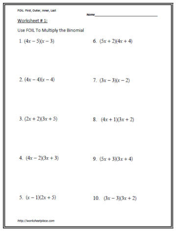 foiling worksheet with answers