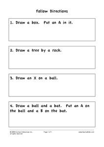 Follow Directions Worksheet for Kindergarten - 2nd Grade | Lesson ...