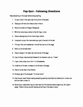 Following Directions Worksheet Middle School Elegant April Fools ...