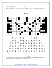 Following Directions High School Level Worksheets