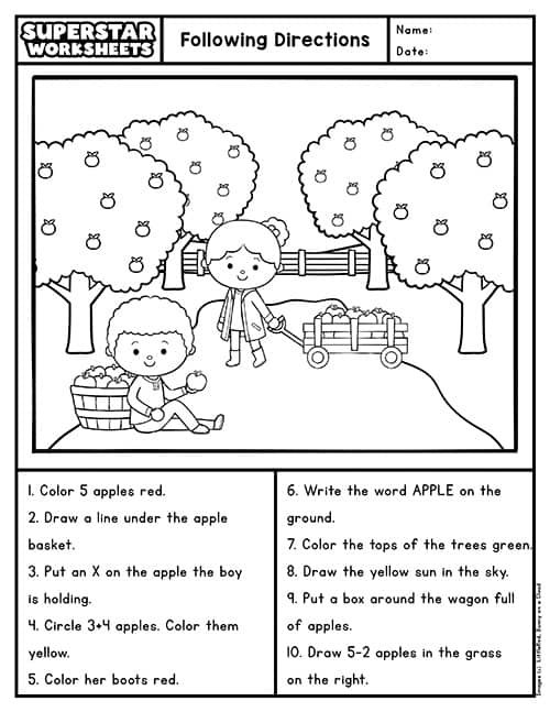 Following Directions Worksheets -Worksheets Library