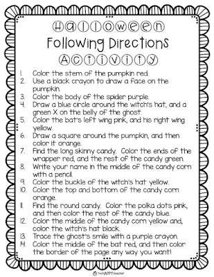 following directions for 1st grade