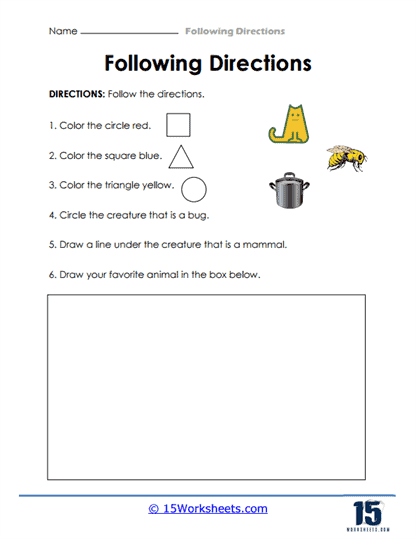 following directions for 1st grade