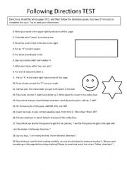 Following directions test - ESL worksheet by aze5700
