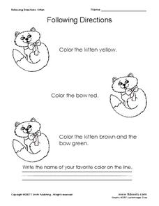 following directions worksheet for kindergarten