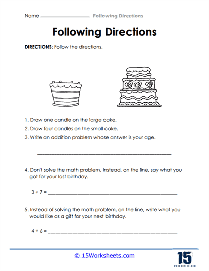 Following Directions Worksheets - 15 Worksheets Library
