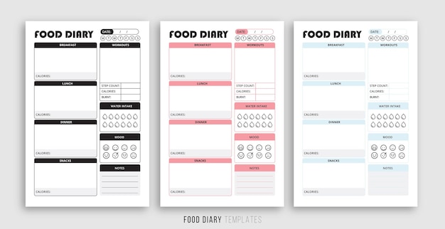 Premium Vector | Daily Food Diary tracker template design
