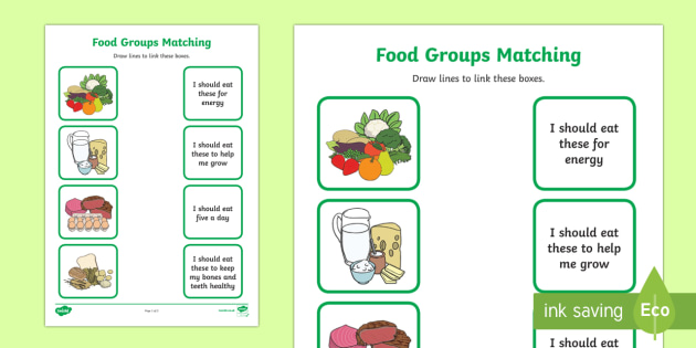 food groups for kids worksheet