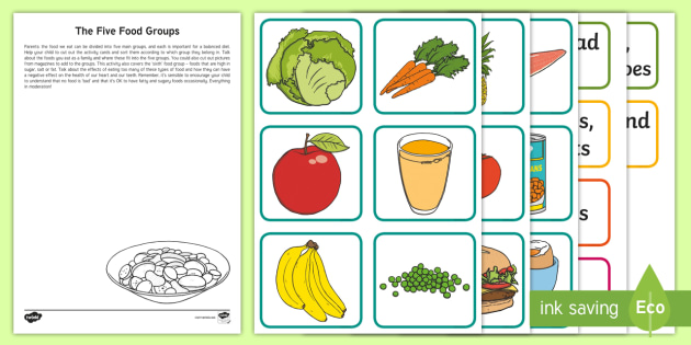 food groups worksheet for grade 1