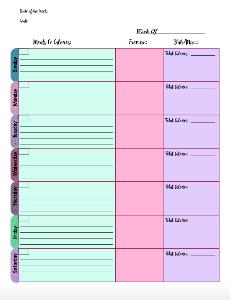 Free Printable Food Journal: 6 Different Designs