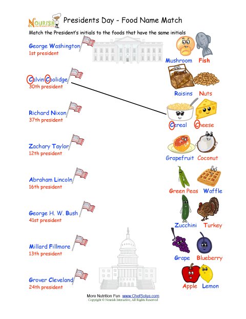 Presidents Day Matching Names Worksheet