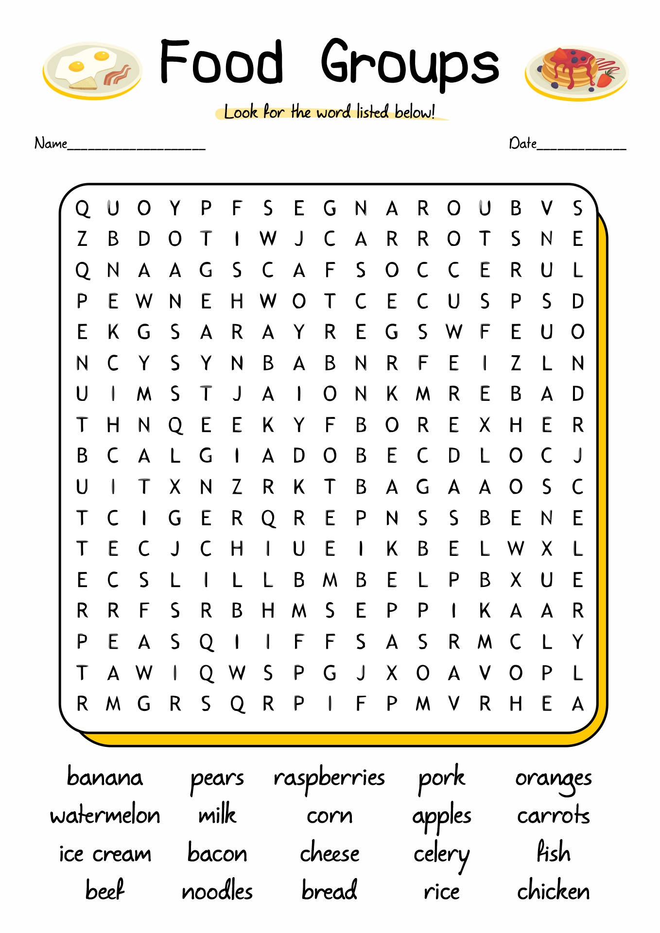 food pyramid worksheet pdf