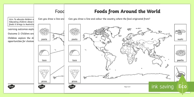 foods around the world worksheet