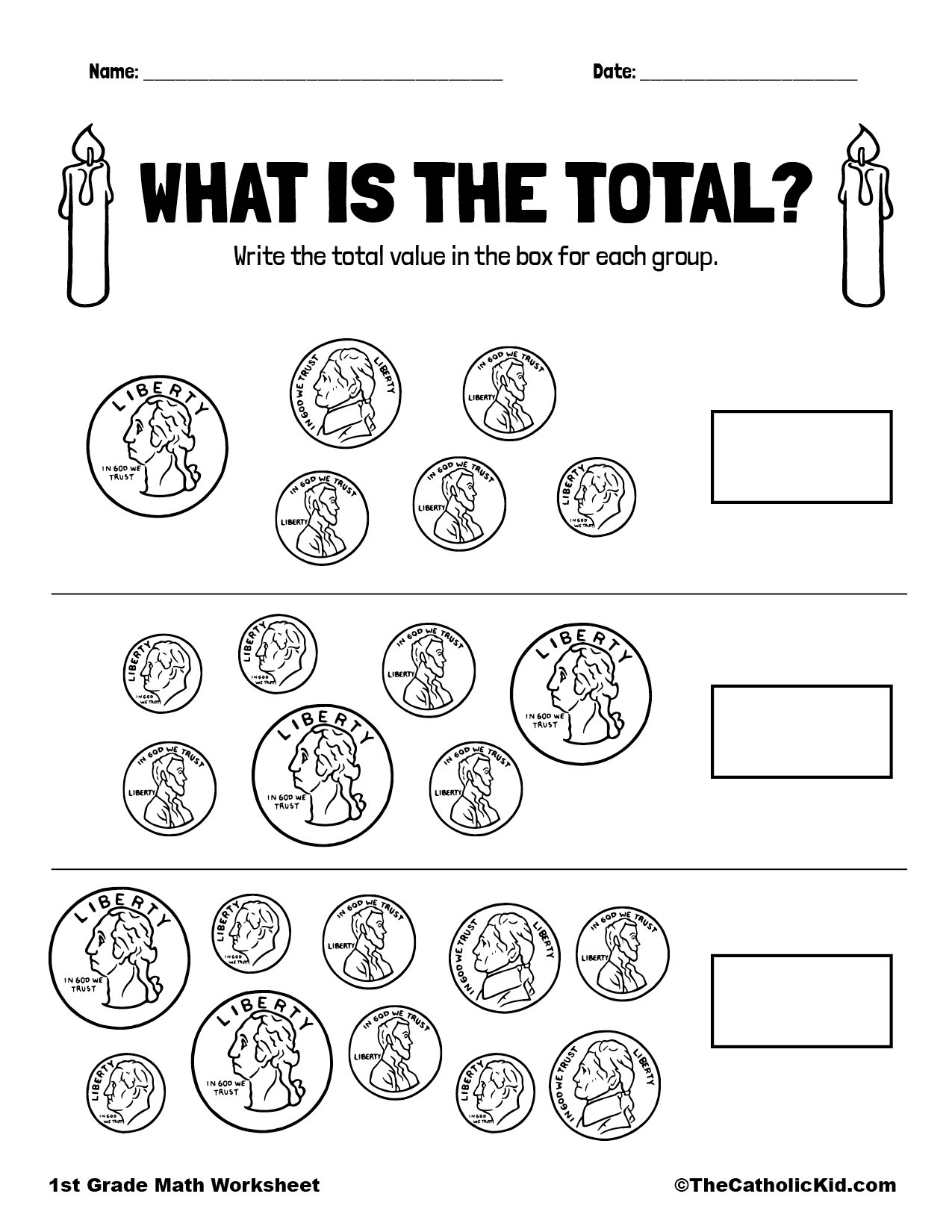 for 1st grade money worksheet