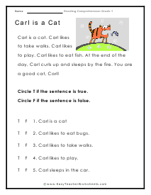 1st Grade Reading Comprehension Worksheets