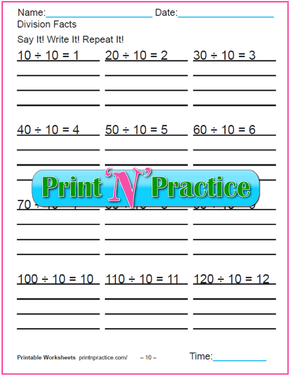for 3rd grade division worksheet