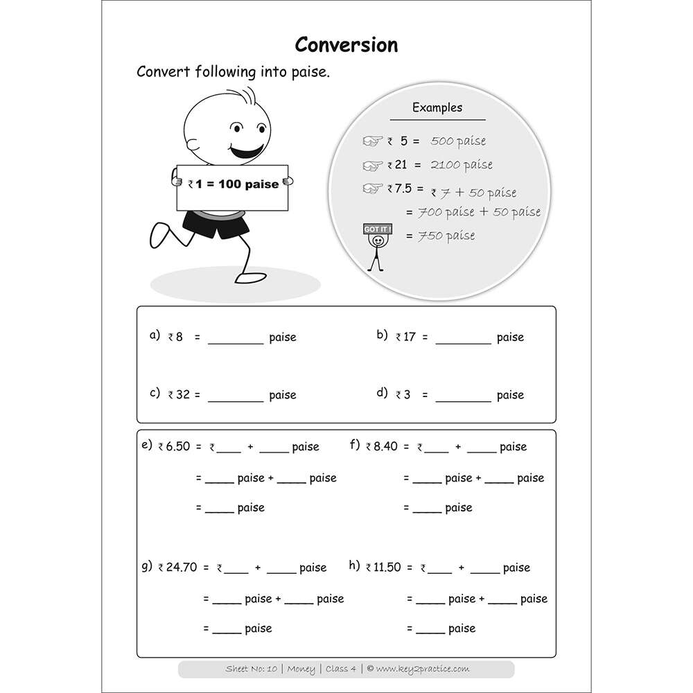 for 4th grade money worksheet