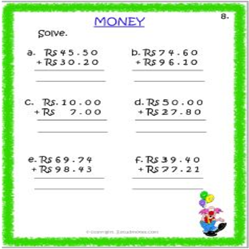 for 4th grade money worksheet