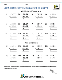 for 4th grade money worksheet