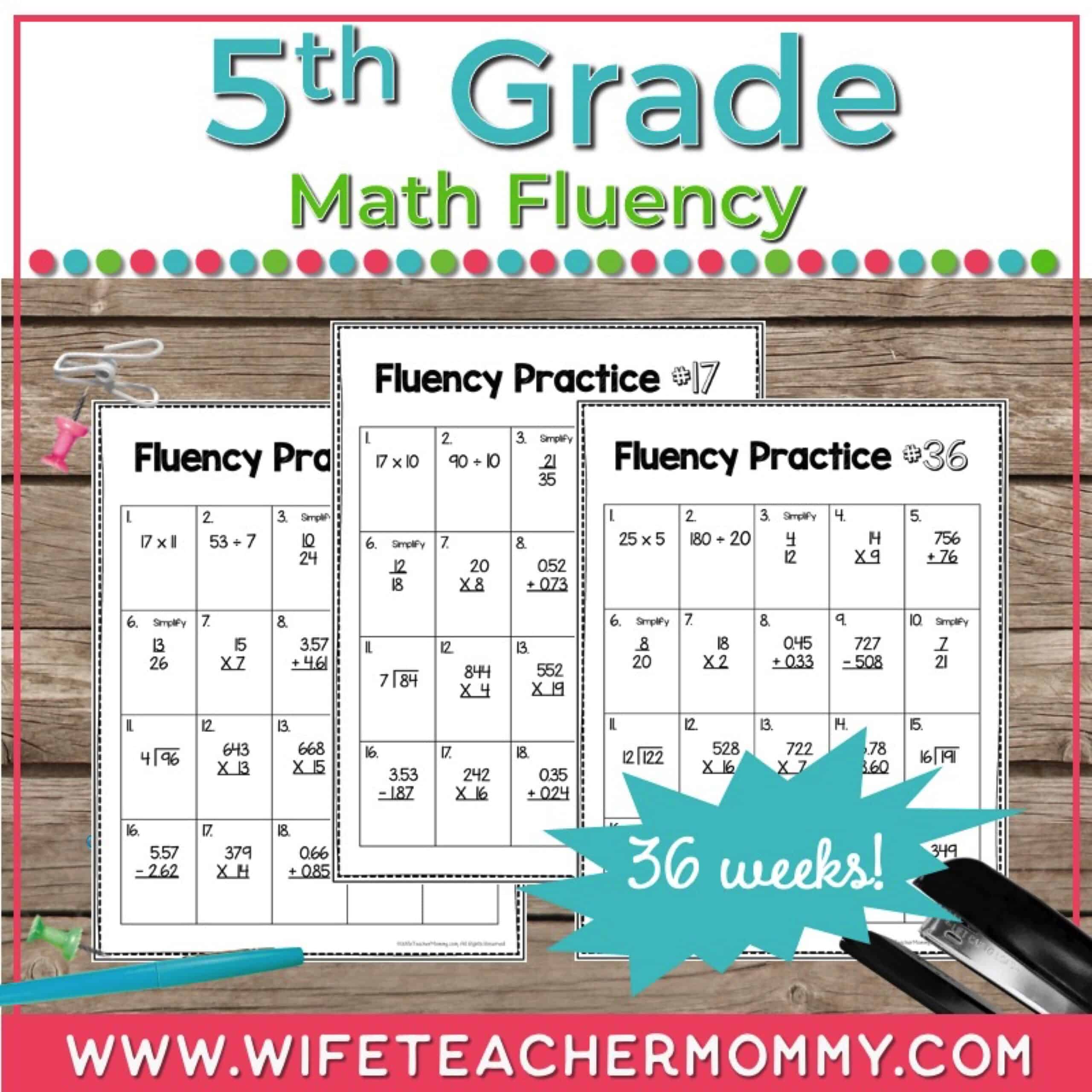 for 5th grade math pages
