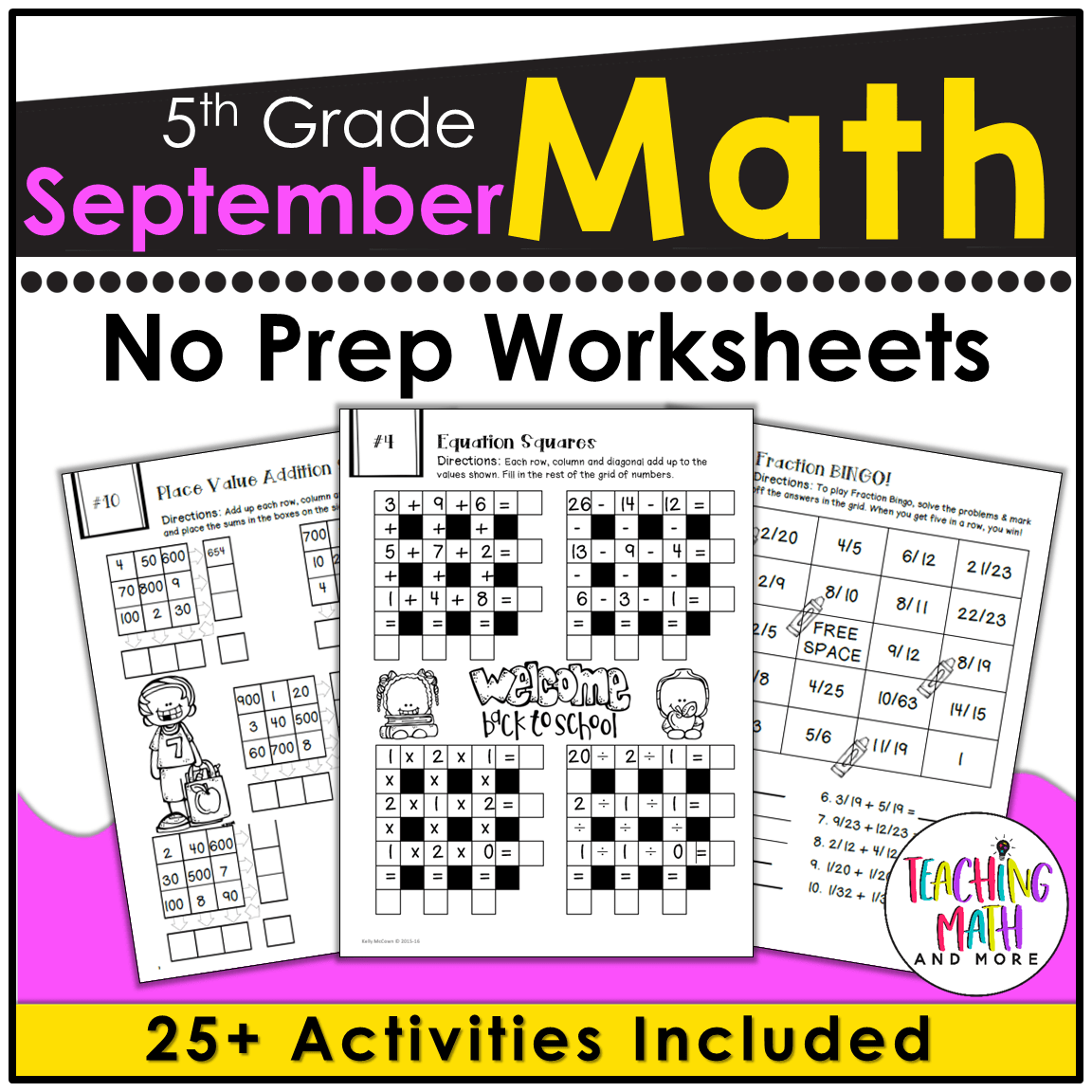 Back to School Math Activities 5th Grade